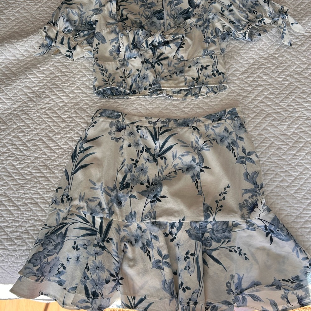 Yumi Kim Blue Floral Tie-Front Dress on Cream